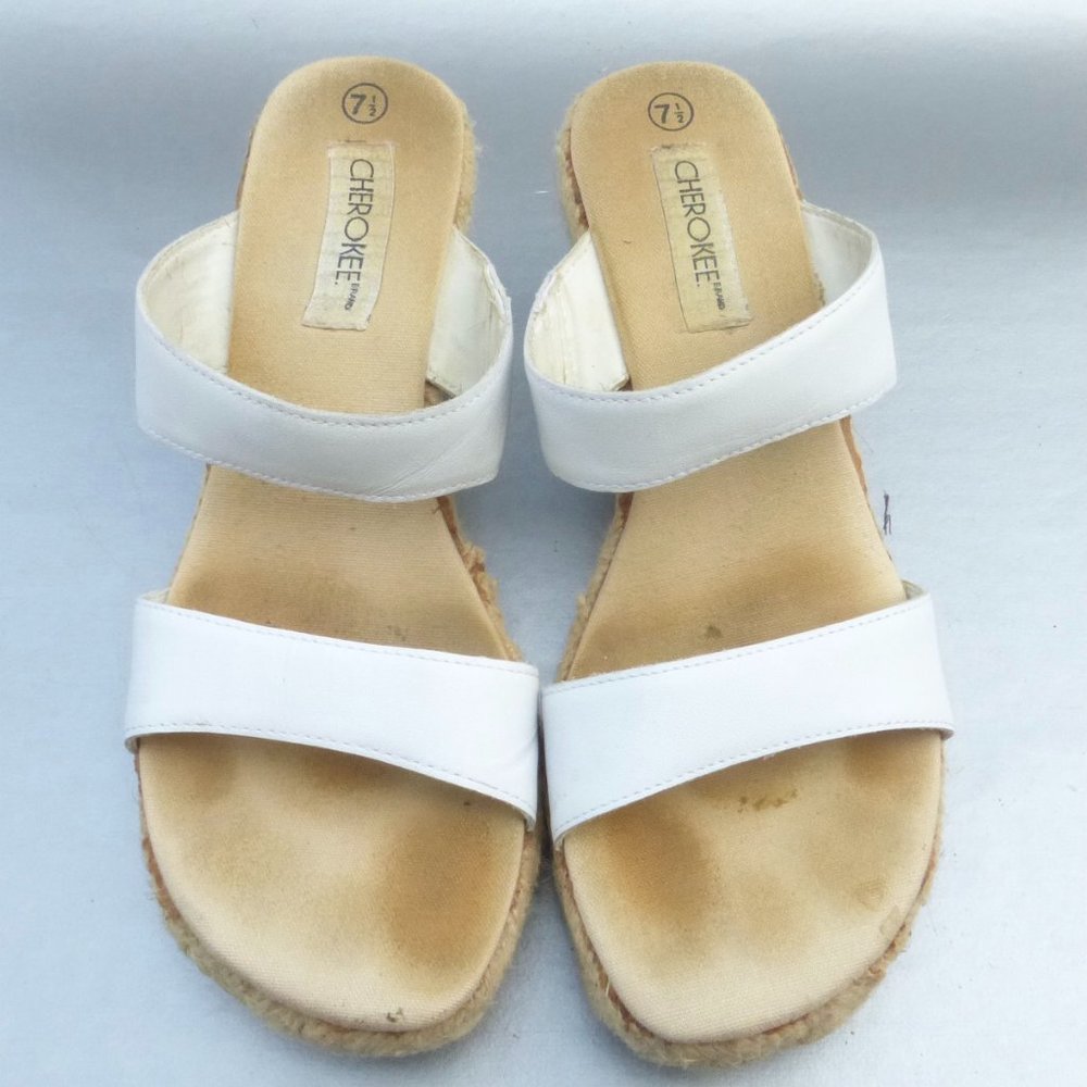 Cherokee White Espadrilles Wedge Sandals Shoes 7.5